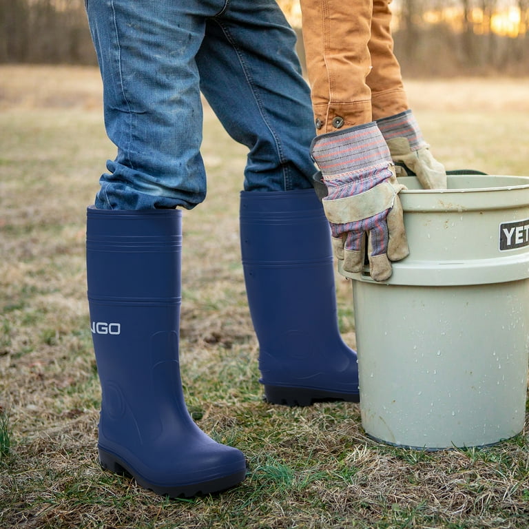 Navy blue rain boots deals