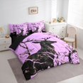 thumbnail image 2 of Castle Fairy Teens Wildlife Deer Branches 7-Piece Twin Bedding,Jungle Animal Bedding Comforter Set,Purple Black,Black Reversible, 2 of 7