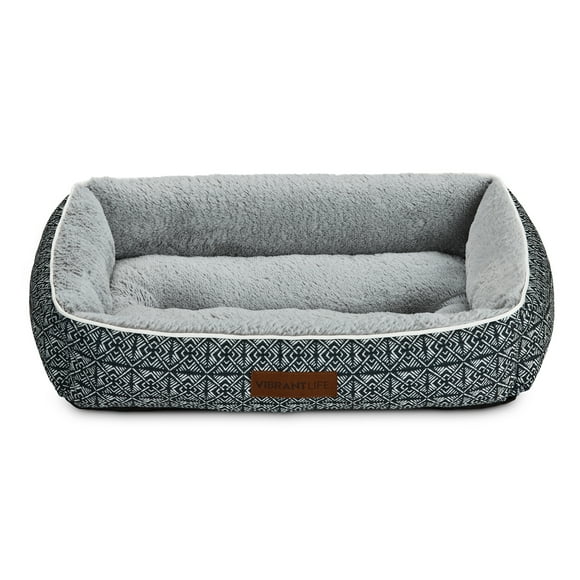 Vibrant Life Lounger Pet Bed, Large, Black Geo 36" x 27"