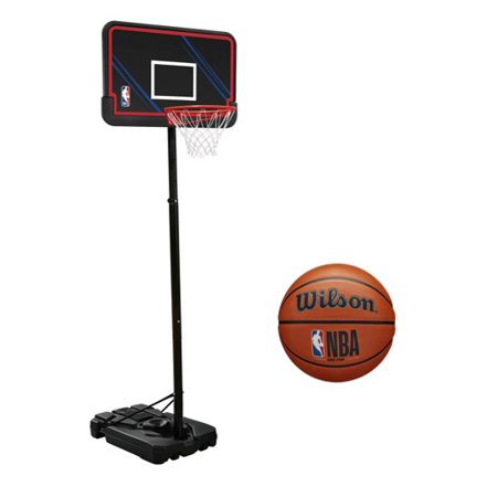 NBA Official 44 in. Portable Basketball System Hoop with Polyethylene Backboard and 29.5  NBA Basketball