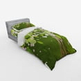 thumbnail image 3 of Ambesonne Tree Bedding Set 4 Pcs, Blossoming Petals Florets, Queen, Fern Green Pale Pink, 3 of 3