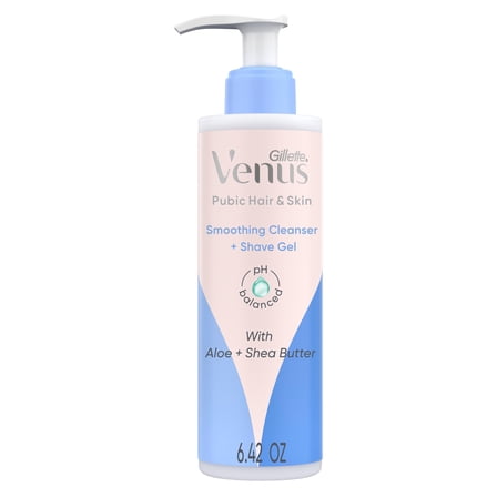 Venus Pubic Hair & Skin Smoothing Cleanser   Shave Gel, Gentle Skin Cleanser and Shaving Gel for Women, Bikini Zone Shave Gel, 190ml