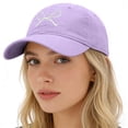 thumbnail image 4 of Baseball Cap Women AURORADY Trendy Bow Tie Baseball Cap for Women and Men Trucker Hats Adjustable Fashion Sun Hat with Visor for Hiking & Travel, Purple One Size Baseball Caps, 4 of 5