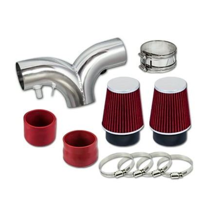 Dual Air Intake Kit - RL Concepts Red Dual Twin Air Intake Kit + DRY FILTER 94-96 Buick Roadmaster 4.3L/5.7L V8