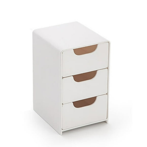 Plastic Drawer Storage Organizer Stacking Drawers Stackable Unit with Sliding Drawer for Desk Kitchen Bathroom Dorm Office Small Storage Box 5.1x3.5x3.1in White