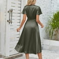 thumbnail image 4 of Birdeem Robe Midi Longue Décontractée d'Été pour Femmes à Manches Courtes Col en V Unie Aguichant Fluide, 4 of 12