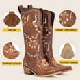 thumbnail image 3 of Cowboy Boots for Women- Pointed Toe Women's Mid Calf Cowboy Boots with Classic Embroidery- Ideal for Worker & Country Concert, 3 of 4