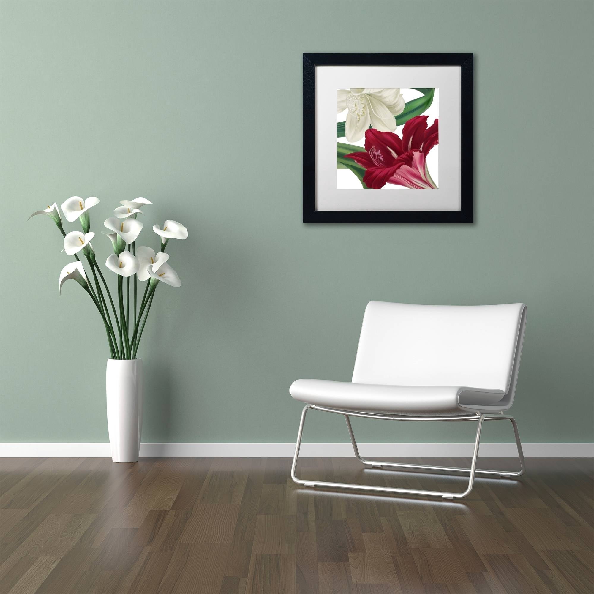Trademark Fine Art "Christmas Amaryllis II" Canvas Art by Color Bakery White Matte, Black Frame