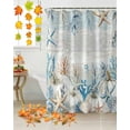 thumbnail image 2 of Fall Shower Curtain Coastal Coral Starfish Shell Bathroom Curtains with Hooks, Waterproof Fabric White Pumpkin Wood Thanksgiving Bath Shower Curtains Set for Bathroom Bathtubs Decor 72x72 Inch, 2 of 7