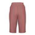 thumbnail image 5 of KIJBLAE Women's Knee Length Lounge Shorts Striped Drawstring Bermuda Shorts Summer Sleepwear Pajama Shorts Soft Comfy Lounge Capri Trunks Red L, 5 of 5