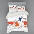 thumbnail image 2 of Ambesonne Modern Bedding Set 3 Pcs, Woman Sketch in Polka, Twin, Vermilion and Blue, 2 of 3