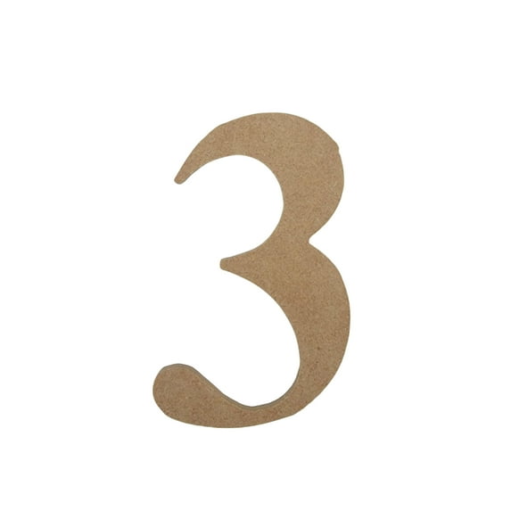Wooden Number Unfinished, Times Font, Craft Cutout