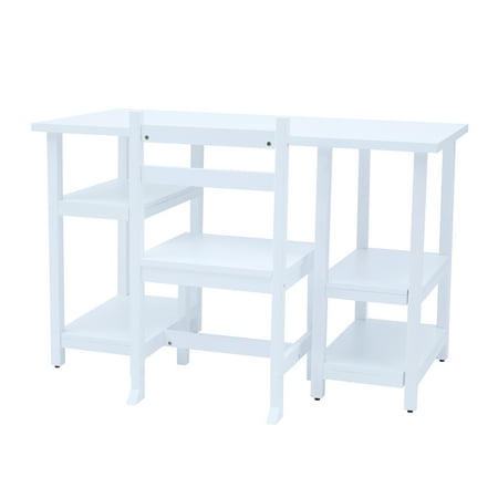 UPC: 0810083332109 | Fantasy Fields Wooden Play Desk with Side Shelves and Chair Set for Kids  White