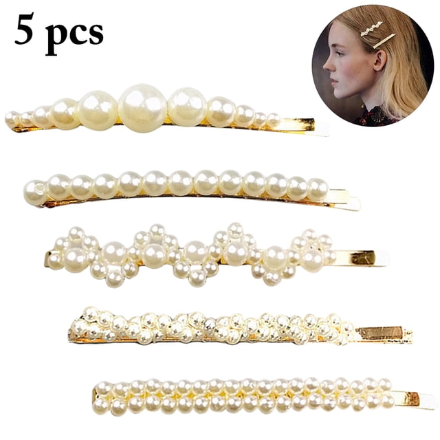 5PCS Hair Clip Artificial Pearl Lovely Assorted Snap Hair Clip Hair Barrette
