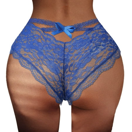 

Eashery Brifes Woman Panties Solid Lace Cutout Women Briefs Blue XL