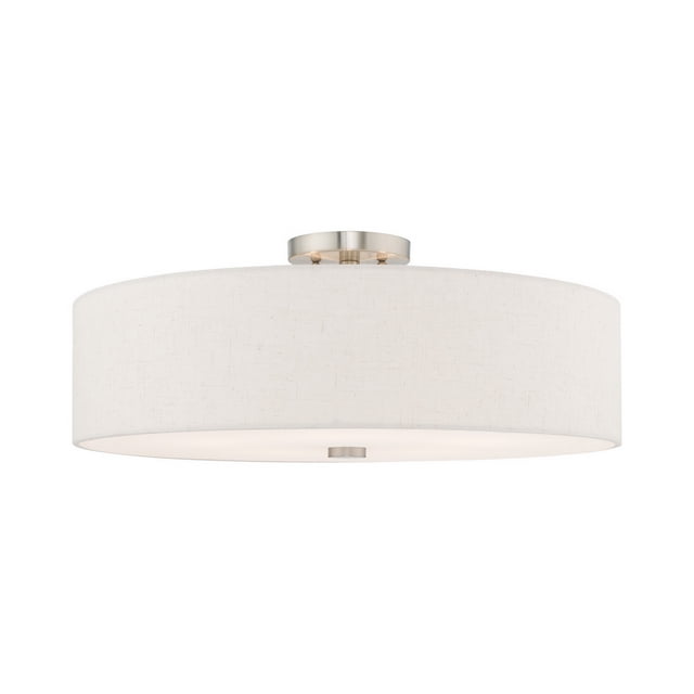 Livex 52141-91 Meridian 5-Light Semi Flush Mount, 22" W x 9" H, Brushed Nickel