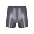 thumbnail image 5 of YEAHDOR Mens Nylon Glossy Underwear Elastic Solid Color Swimming Trunks High Waisted Sports Boxers Grey XL, 5 of 7