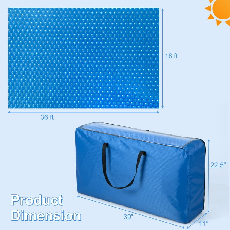 Pool Cover Swimming Pool Solar Cover Outdoor Garden Pool Cover, Blue  Rectangle Trimmable Heating Blanket for In-Ground and Above-Ground Swimming