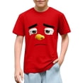 thumbnail image 1 of Blusas y camisas de manga corta con cuello redondo para niños y niñas, color liso, con estampado de expresión linda, manga corta, holgadas y cómodas, blusa para niña, 1 of 6