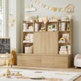 thumbnail image 5 of Homfa 10 Cubes Kids Toy Storage Organizer, 4 Drawers Kids Bookcase and Bookshelf with Doors & Adjustable Shelves for Playroom Kids Room, Natural Color, 5 of 8