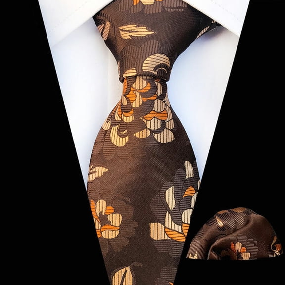 Men's Necktie Handkerchief High Grade Floral Paisley Tie Pocket Square Set