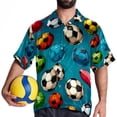 thumbnail image 4 of Football Men's Short Sleeve Hawaiian Print Button Down Beach Shirt, 4 of 6
