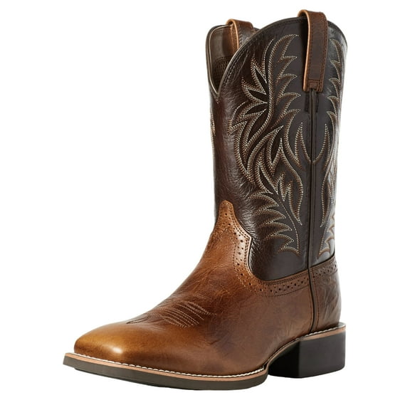 Cowboy Boots for Men - Western Men's Boots with Classic Embroidered, Slip on Square Toe Boots, Slip Resistant Country Boots Chunky Heel Ankle, Durable Short Boots for Spring Fall