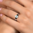 thumbnail image 4 of Gem Stone King 925 Silver and 10K Yellow Gold Sky Blue Aquamarine and Black Onyx Engagement Ring for Women | 1.64 Cttw | Oval 8X6MM | Gemstone March Birthstone | Size 6, 4 of 6