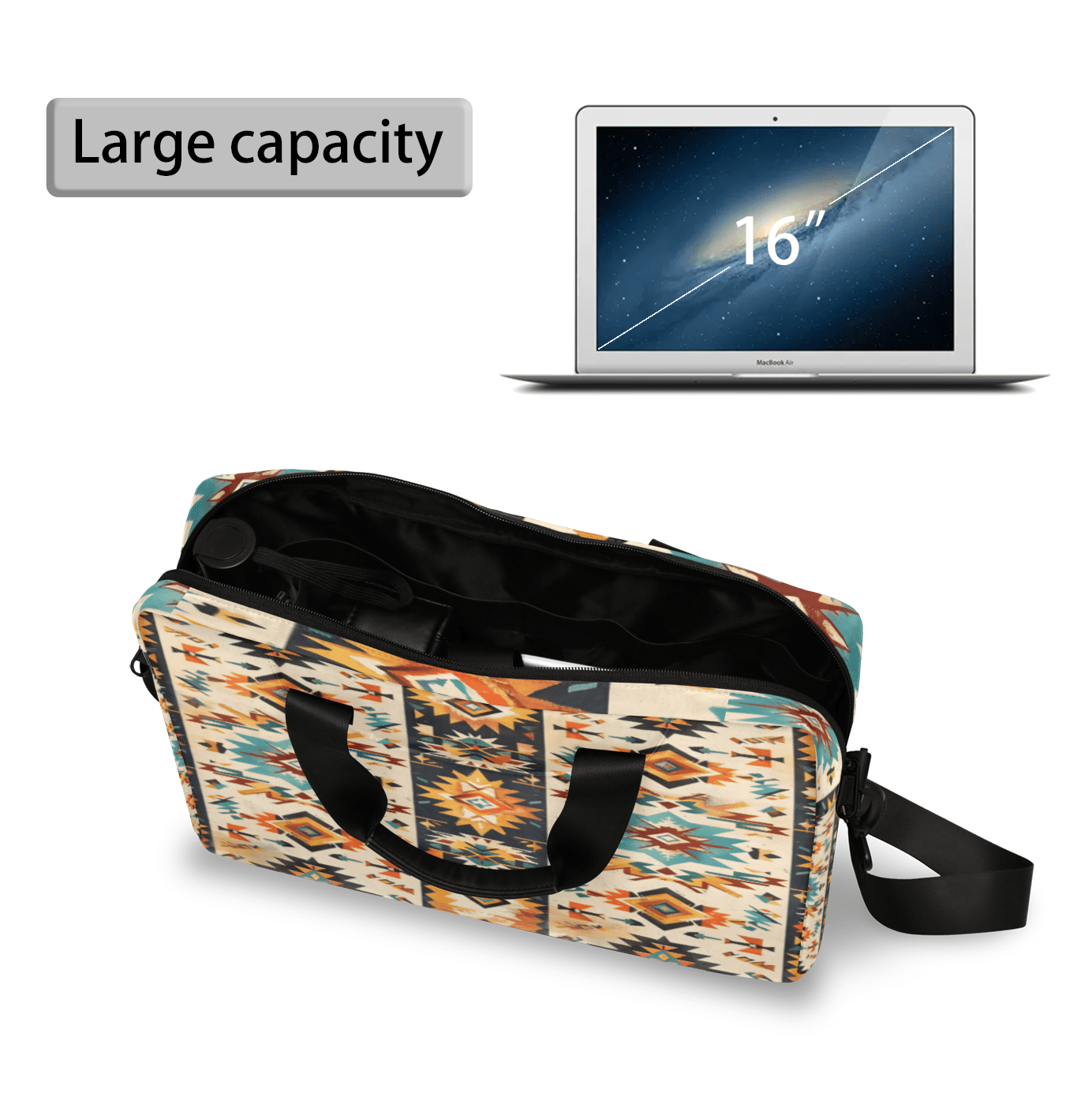 Herdesigns Boho Aztec Western Laptop Bag for Women Men, Computer Case Briefcase Messenger Bags, 15-15.6 inch Laptop Sleeve Shoulder Bag