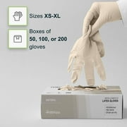 FifthPulse Medical Examination Latex Gloves - Extra Thick 4.5 Mil, Powder Free Disposable Gloves - 50 Count - XS - Natural