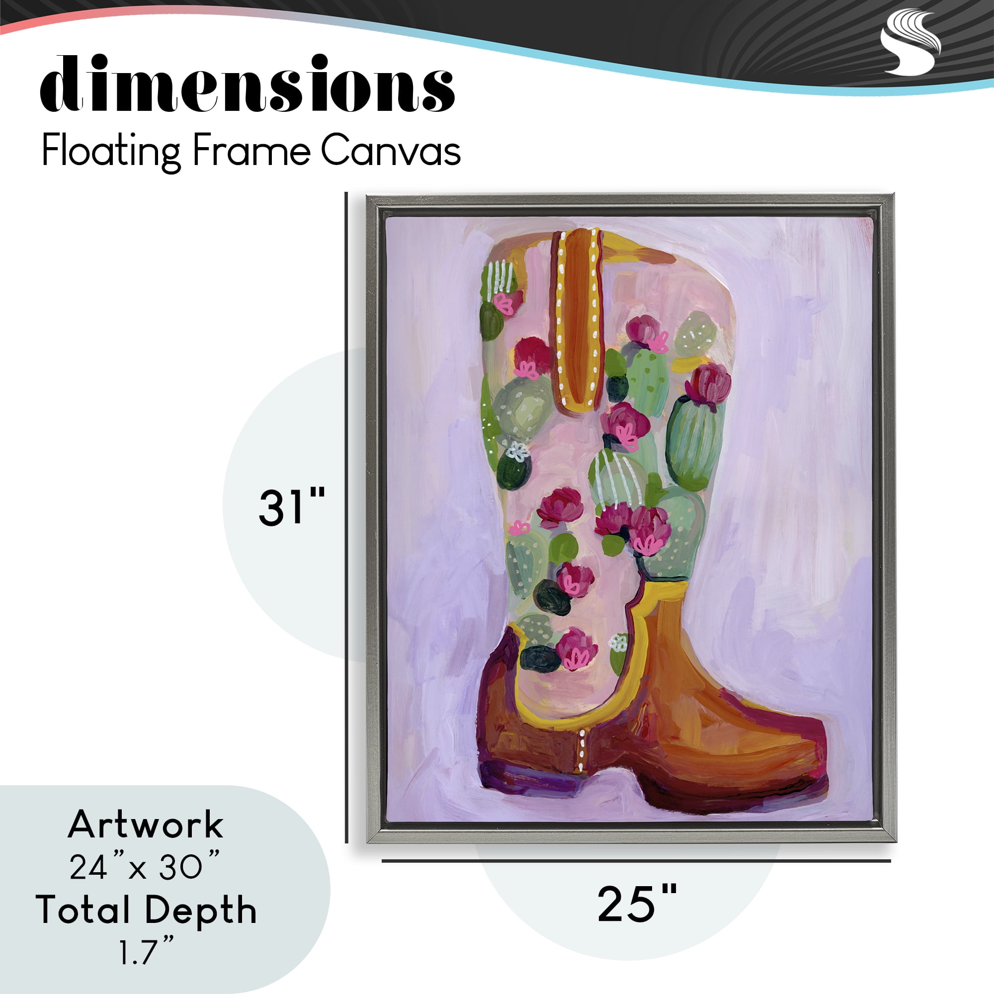 Desert Day Dream Boots Gray Framed Floater Canvas Wall Art, design by Ashley Davis