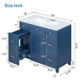 thumbnail image 4 of Bathroom Vanity with Sink, 36 inch Bathroom Vanity with Sink Top Combo Set, Bathroom Sink Vanity with 3 Drawers & 2-Tier Cabinet, Built-in Soft Closing Door, Freestanding Bathroom Vanity Cabinet, Blue, 4 of 8