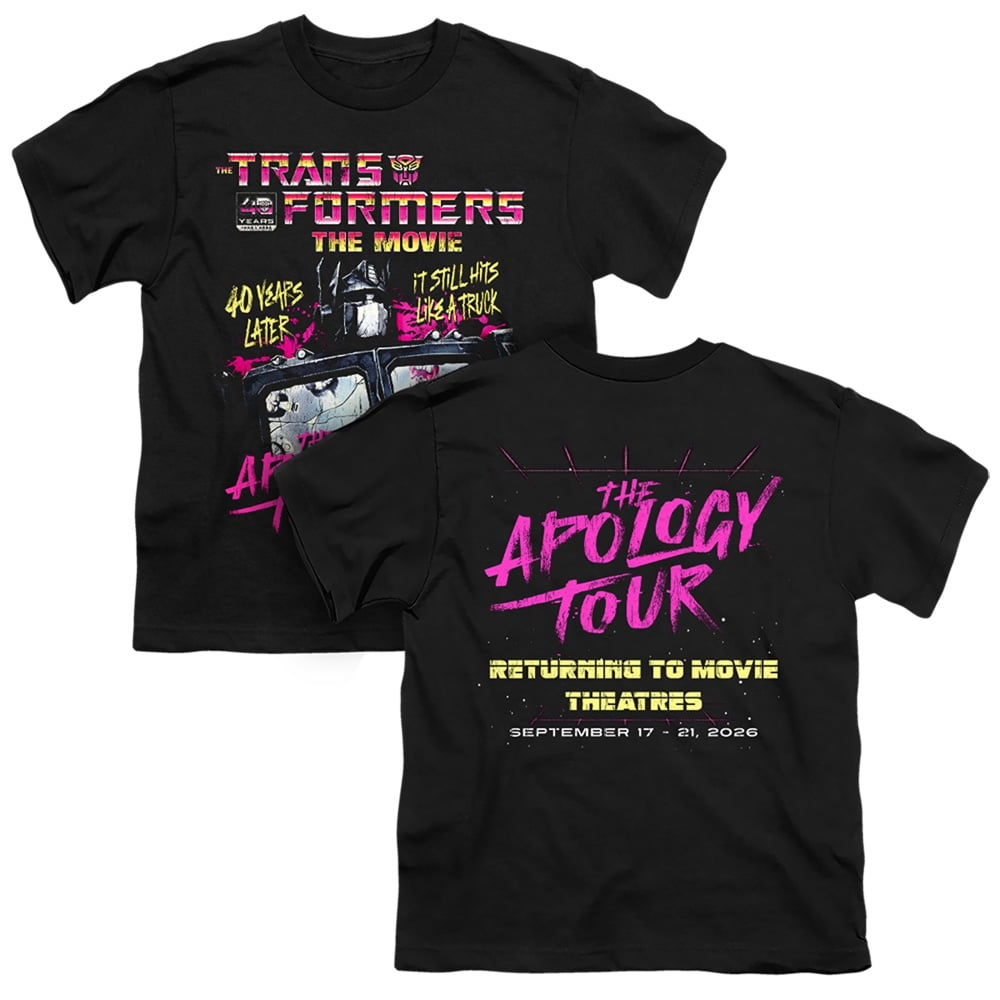 Transformers The Apology Tour Front Back Kids T-Shirt Black SM