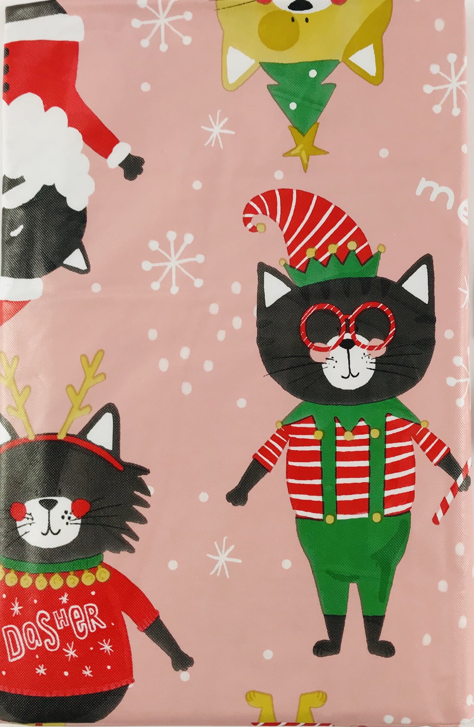 Doggy Dog or Kitty Cat Christmas Vinyl Flannel Back Tablecloths Various Sizes 