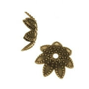 Antiqued Brass Beaded 7-Petal Flower Bead Caps - 9mm (24)