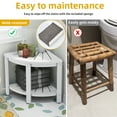 thumbnail image 6 of DEXTRUS Poly Lumber Shower Bench 18" Shower Stool Corner Bench with Storage Shelf, Wood Texture Corner Seat for Bathroom, Spa, Corner Shower Stool for Bathroom Living Room (White), 6 of 10