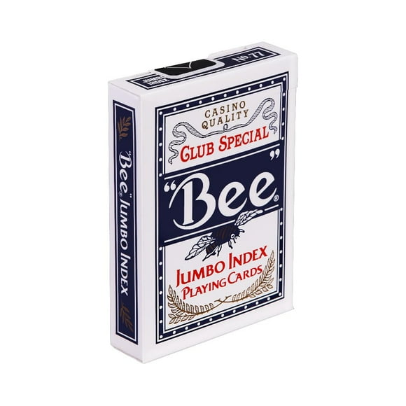 Bee Jumbo Index Playing Cards For Adults - Blue & Red Colors | Plastic Coated With A Cambric Finish For Increased Play & Use - Playing Cards