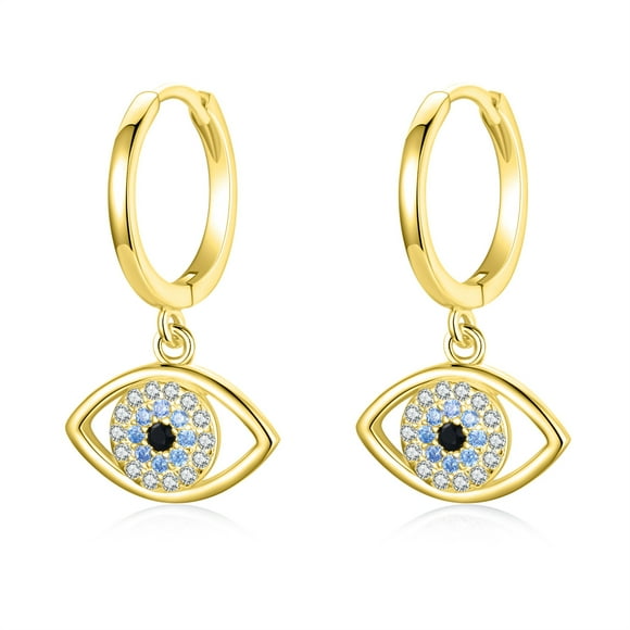 Coachuhhar Evil Eyes Hoop Earrings Sterling Silver Huggie Evil Eyes Hoop Earrings Jewelry Gift for Women