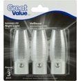 thumbnail image 1 of Great Value LED Night Light; Auto on/off; Clear Ribbed Shade: 3pk, 1 of 2