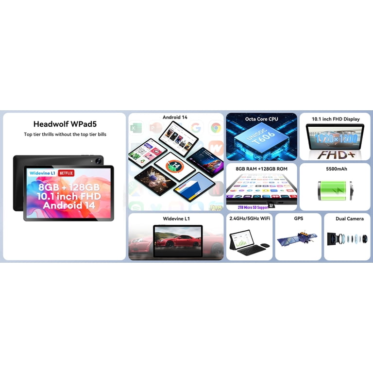 Tablet, Headwolf HPad1Android Tablet 10.4 Inch Gaming FHD 2K
