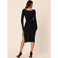 thumbnail image 4 of Unique Bargains Women's Fashion Long Sleeve Slim Fit Ribbed Knit Sweater Midi Dresses M Black, 4 of 6