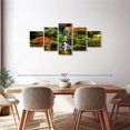 thumbnail image 3 of Elephant Stock Mesmerizing Japanese Waterfall Wall Art - Horizontal Multi Panel Canvas - Living Room Wall Decor - Nature Multi Panel - Green And Orange Decor - 68" x 30", 3 of 8