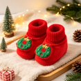 thumbnail image 2 of Miaouyo Baby Christmas Booties Knit Patchwork Winter Warm Soft Sole Shoes, 2 of 8