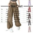 thumbnail image 3 of Lenpel Women's Cargo Pants Lightweight Elastic High Waisted Wide Leg Travel Pants Baggy Streetwear Casual Trousers(Brown,X-Large), 3 of 3