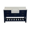 thumbnail image 4 of Charlotte 60" Single Farmhouse Bathroom Vanity with Royal Blue Cabinet and Quartz Top, 4 of 6