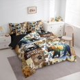 thumbnail image 2 of Castle Fairy Watercolor Bear 7-Piece Twin Bedding,Vintage Leopard Print Bedding Comforter Set,Sepia Orange Cream,Black Reversible, 2 of 7