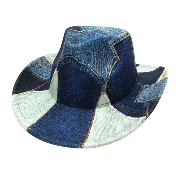 Yajing Cowboy Hats for Women M Blue Western Cowboy Hat for Women Man Wide Brim Cowboy Hat for Dress Up Cowboy Hat
