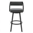 thumbnail image 6 of Scranton 26" Swivel Modern Black Metal and Slate Gray Faux Leather Barstool, 6 of 8