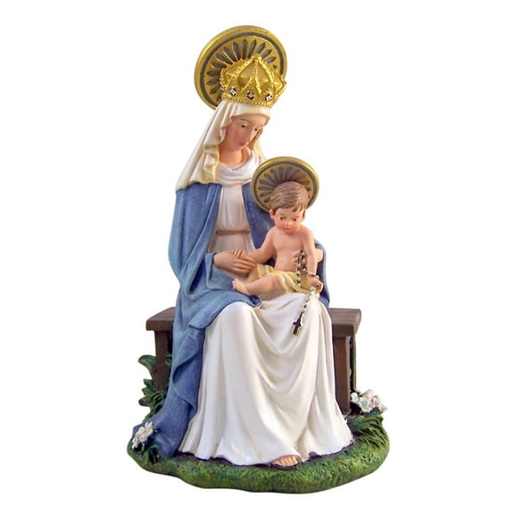 Resin Seated Madonna and Child Figurine Inspired by Sister M.I. Hummel, 6 1/2 Inch