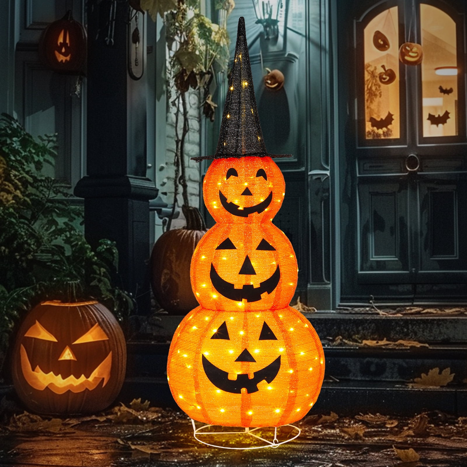 Astoutdoor 5 ft Lighted Pop-Up Pumpkin Decoration with 100 LED Lights
